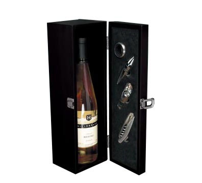 Boîte de bouteille de vin avec accessoires